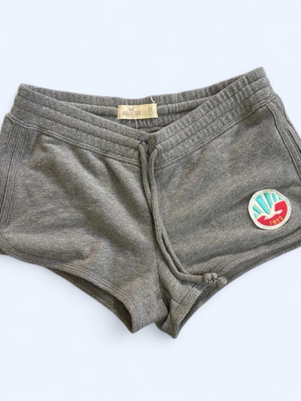 Hollister Gray Athletic Shorts with Teal & Red Patch